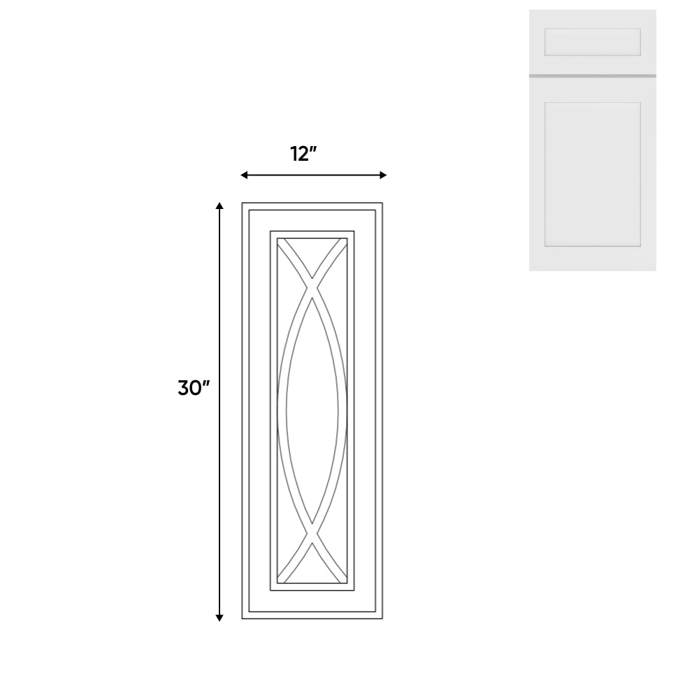 RTA - White Shaker - 12"W x 30"H - Wall Decoration Glass Door