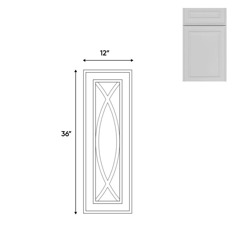 RTA - Elegant Shaker White - 12"W x 36"H -Wall Decoration Glass Door