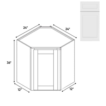 RTA - White Shaker - Wall Diagonal Corner - 1 Door 2 Shelf - 24