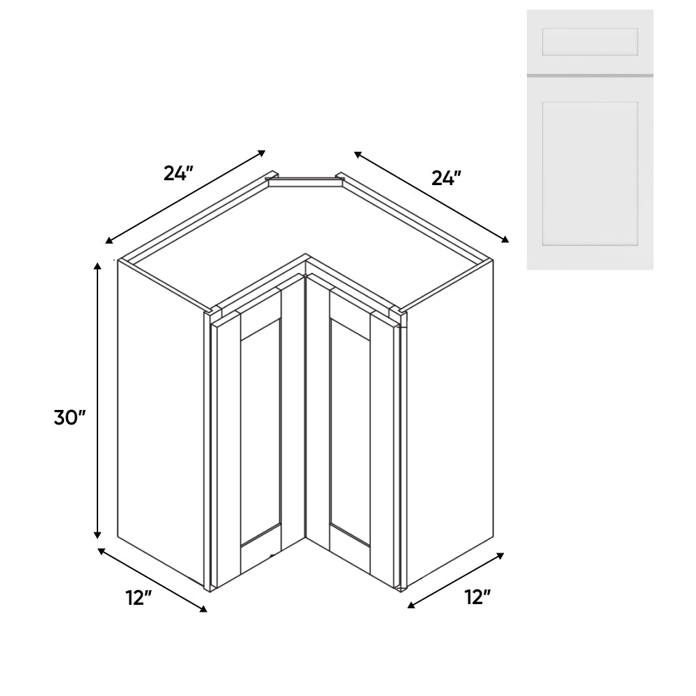 RTA - White Shaker - Wall Easy Reach Cabinet - 24"W x 30"H x 12"D - VWS-WER2430