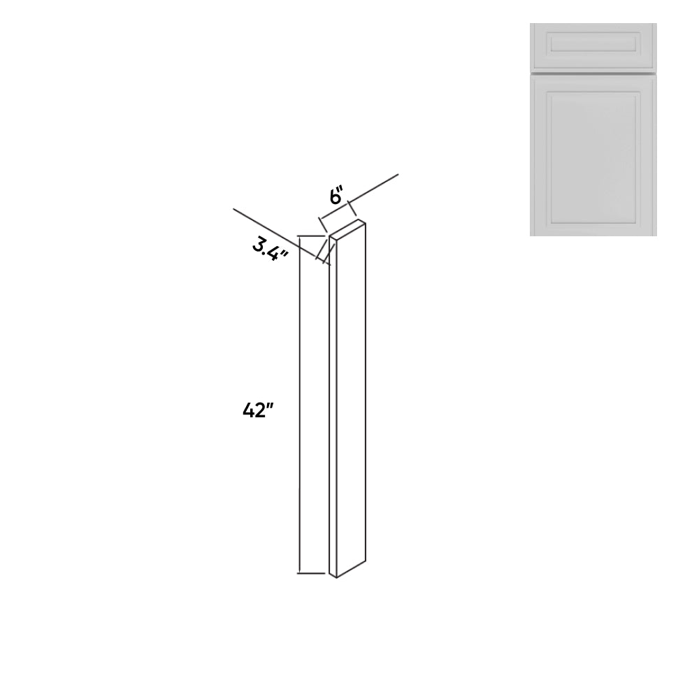 RTA - Elegant Shaker White - Wood Wall Filler - 6"W x 42"H x 0.75"D