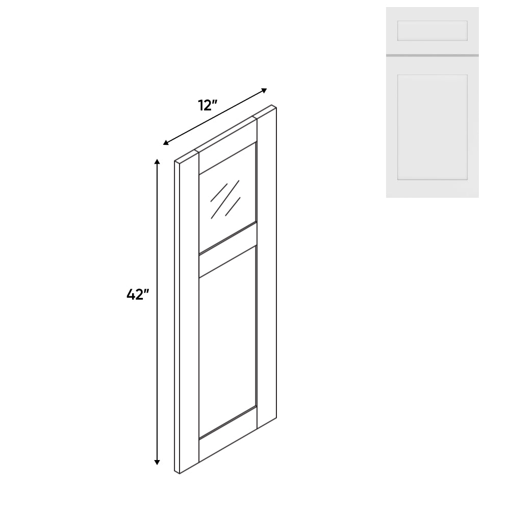 RTA - White Shaker - Wall Glass Door - Left - 12"W x 42"H x 12"D - VWS-WGD1242L