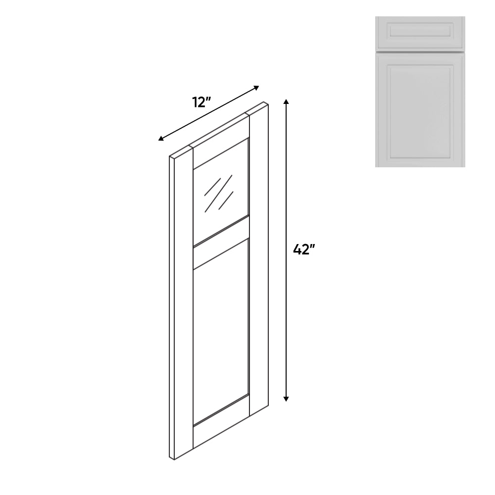 RTA - Elegant Shaker White - 12"W x 42"H -Wall Glass Door - Right