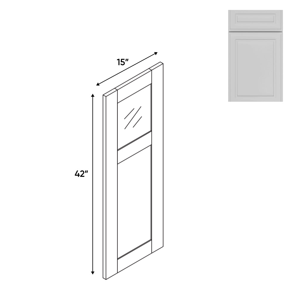 RTA - Elegant Shaker White - 15"W x 42"H -Wall Glass Door - Left