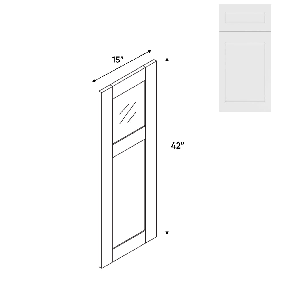 RTA - White Shaker - Wall Glass Door - Right - 15"W x 42"H - VWS-WGD1542R