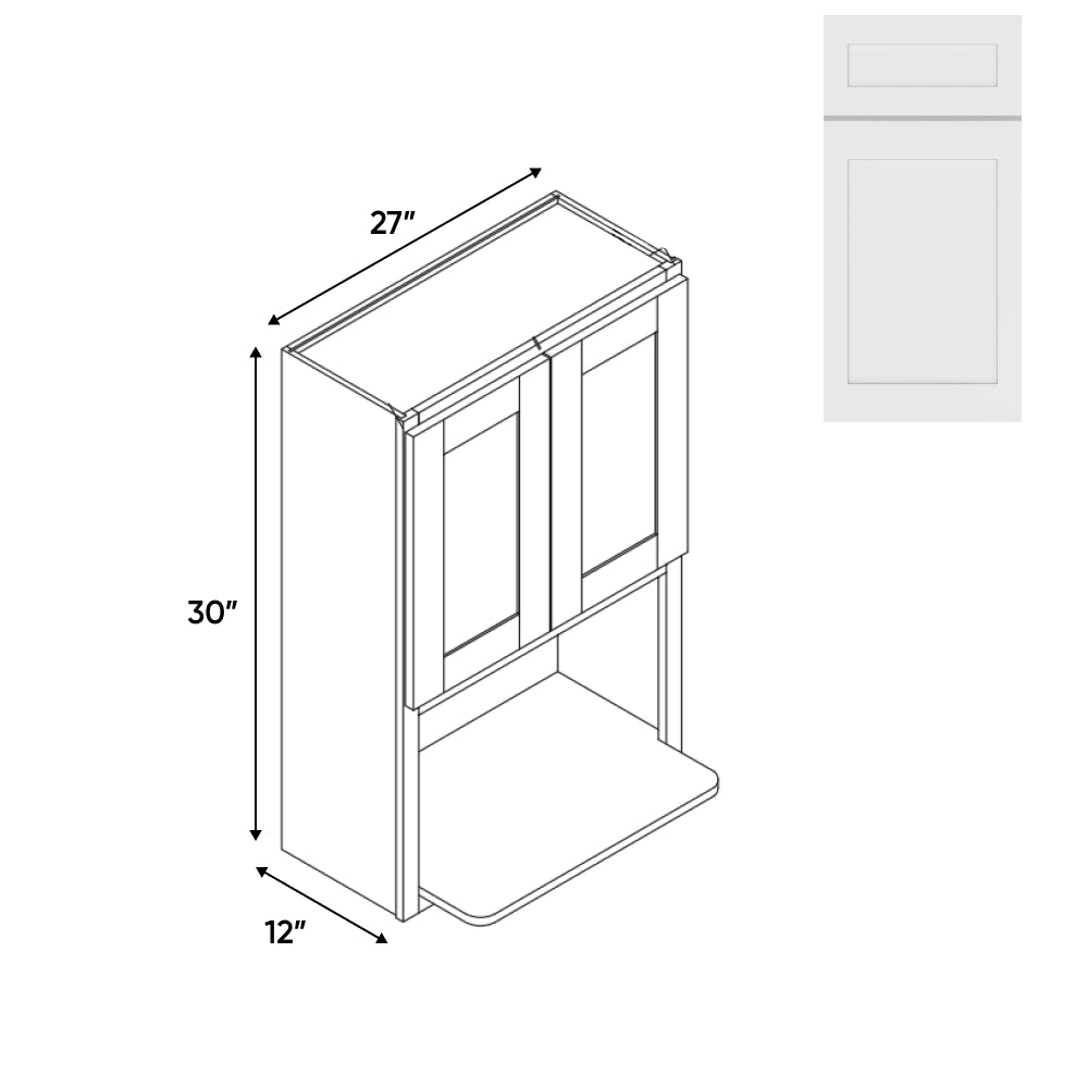 RTA - White Shaker - Microwave Wall Cabinets with 2 Door 1 Shelf - 27"W x 30"H x 12"D - VWS-WM273012