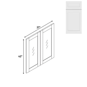 RTA - White Shaker - Wall Molding Glass Door with 2 Door - 27