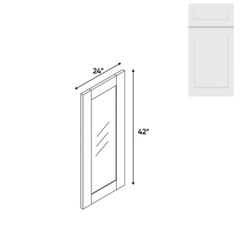 RTA - White Shaker - Diagonal Wall Molding Glass Door with 1 Door - 24