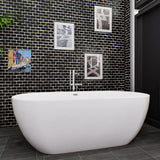 Flora 59 in. Classic Series Acrylic Freestanding Soaking Bathtub in Glossy White with Chrome-Plated Drain Cover & Pop Up-Overflow Hole