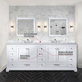 Dukes 84 in. Bathroom Freestanding Bathroom Vanity With Undermount Ceramic Sink with White Carrara Marble Top