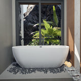 Flora 59 in. Classic Series Acrylic Freestanding Soaking Bathtub in Glossy White with Chrome-Plated Drain Cover & Pop Up-Overflow Hole