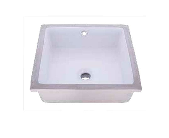 16" Checker Undermount Vanity Sink Square Shaped Bow in White