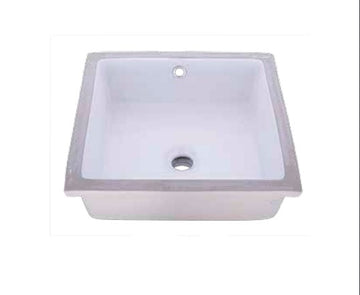 16" Checker Undermount Vanity Sink Square Shaped Bow in White