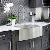 ZLINE 30 in. Zermatt Farmhouse Apron Mount Single Bowl Stainless Steel Kitchen Sink with Bottom Grid (SAS-30)