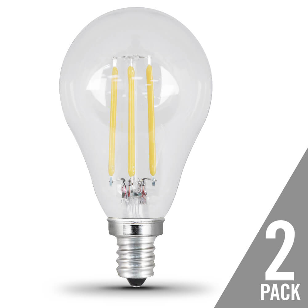 A15 LED Light Bulbs, A - shape, Candelabra Base Filament, Dimmable, Crystal Decorative Bulb, Clear, 2 Pack - BUILDMYPLACE