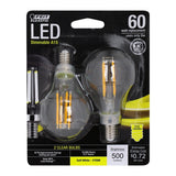 A15 LED Light Bulbs, A - shape, Candelabra Base Filament, Dimmable, Crystal Decorative Bulb, Clear, 2 Pack - BUILDMYPLACE