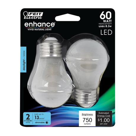 A15 LED Light Bulbs, Filament, E26 Base, White, Dimmable, Frosted, 2 Pack - BUILDMYPLACE