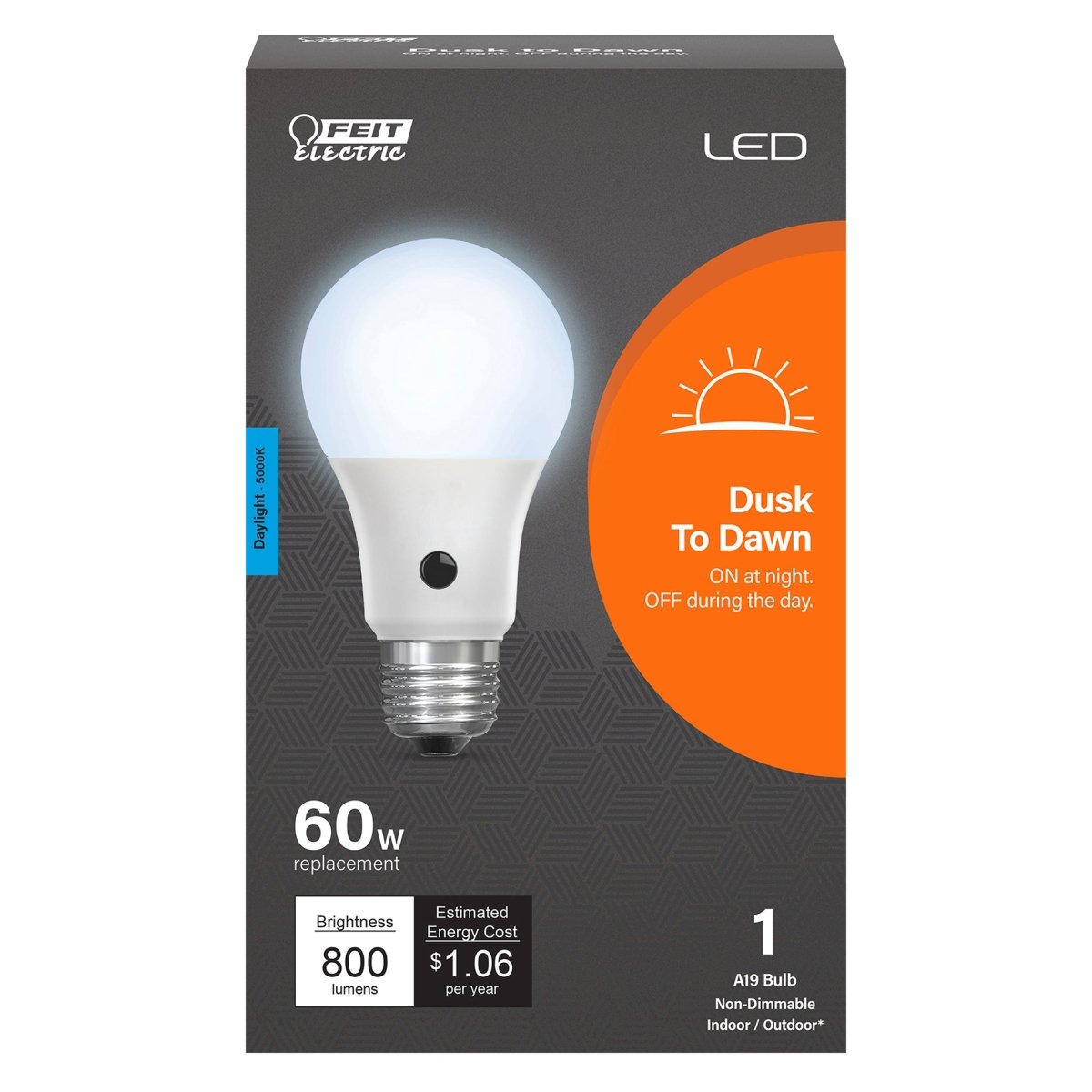 A19 ED Light Bulbs, 60W, E26, Daylight Dusk - to - Dawn, Non - Dimmable - BUILDMYPLACE