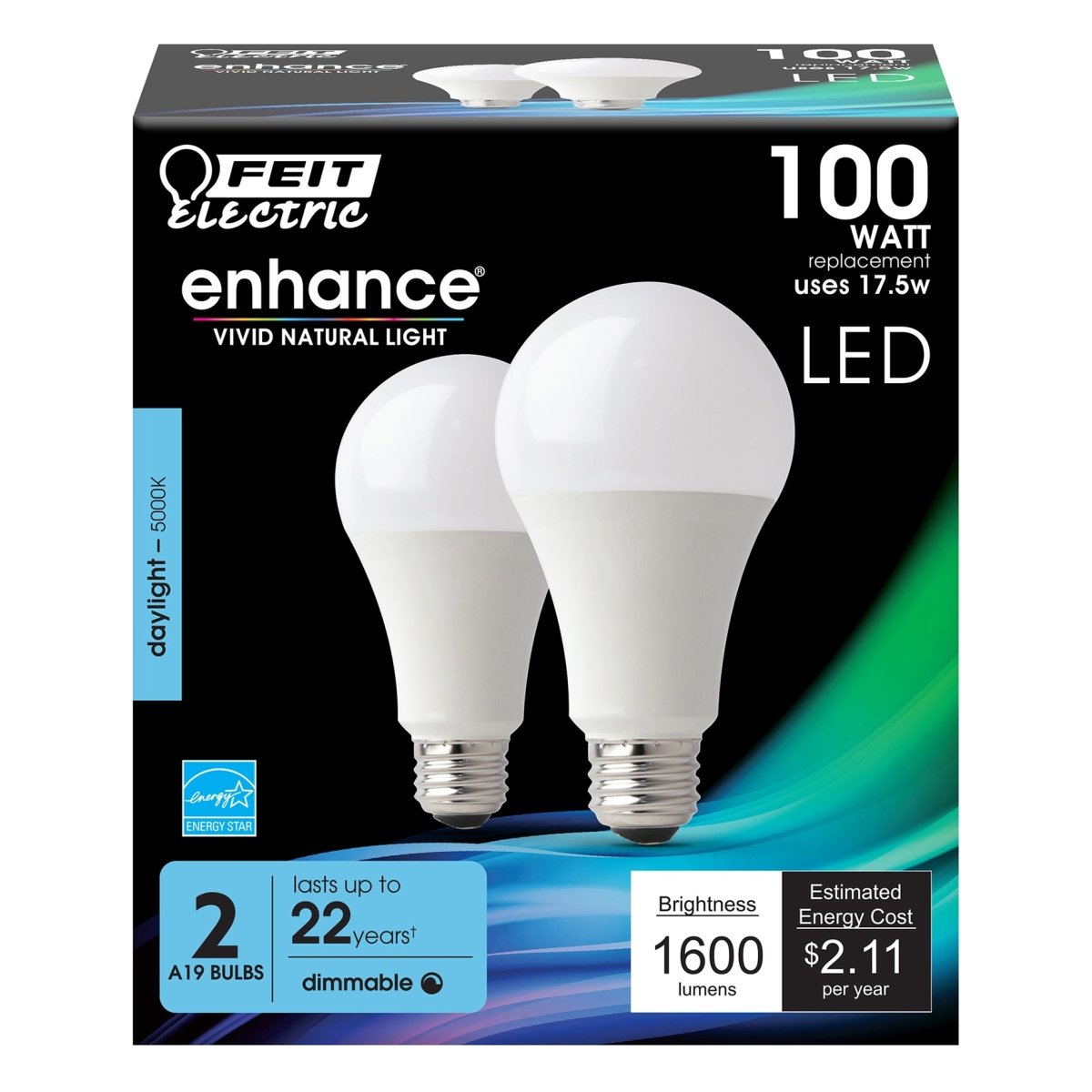 A19 LED Bulbs, E26, 17.5 Watts, Dimmable, 1600 lumens, 5000k - BUILDMYPLACE