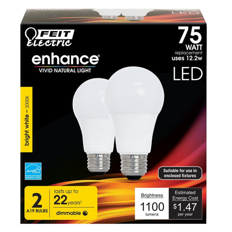 A19 LED Light Bulb, 12.2 Watts, E26, Dimmable, 1100 Lumen, 3000K - BUILDMYPLACE