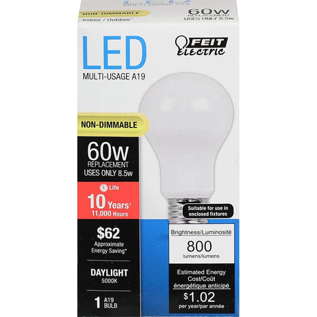 A19 LED Light Bulbs, 10 Watts, E26, 800 Lumens, 5000K Non - Dimmable - BUILDMYPLACE