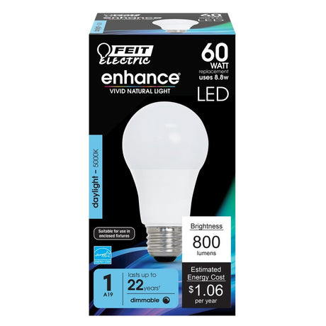 A19 LED Light Bulbs, 8.8 Watts, E26, 800 Lumens, 5000K, Dimmable - BUILDMYPLACE