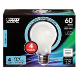 A19 LED Lights bulbs, 60W, White, Filament, White, Medium Base, Decorative Light Bulb, 800 Lumens, 4 Pack - BUILDMYPLACE