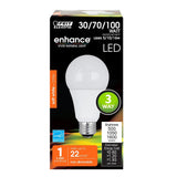 A19 LED Lights Bulbs, Three - Way LED Bulb, E26, 30/70/100W Equiv, 2700K - BUILDMYPLACE