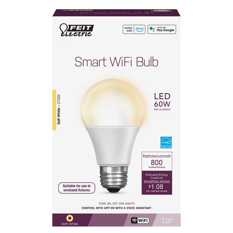 A19 LED Smart Bulb, 9 Watt, A - 19 Shape Google/Alexa Smart WiFi Bulb ,White ,2700K 800 Lumens - BUILDMYPLACE