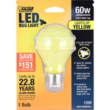 A19 LED Yellow Bug Light, 5 Watt, A - Shape , Medium E26 Base, Lumens 400 - BUILDMYPLACE