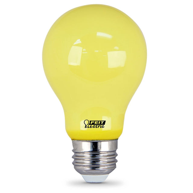 A19 LED Yellow Bug Light, 5 Watt, A - Shape , Medium E26 Base, Lumens 400 - BUILDMYPLACE