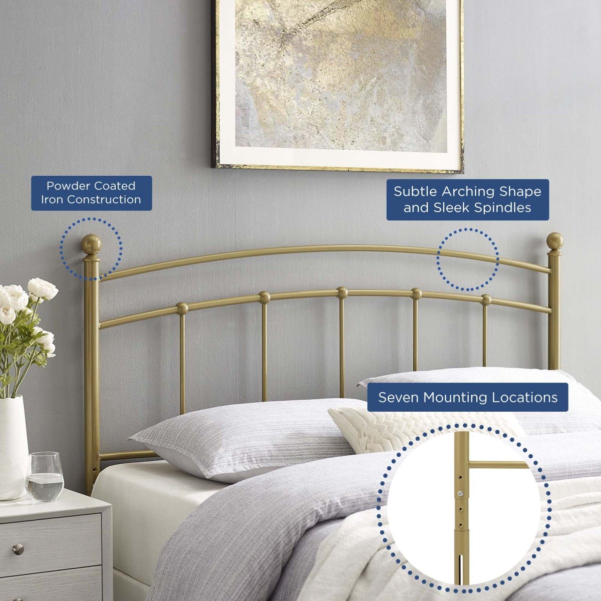 Abigail King Metal Headboard - BUILDMYPLACE