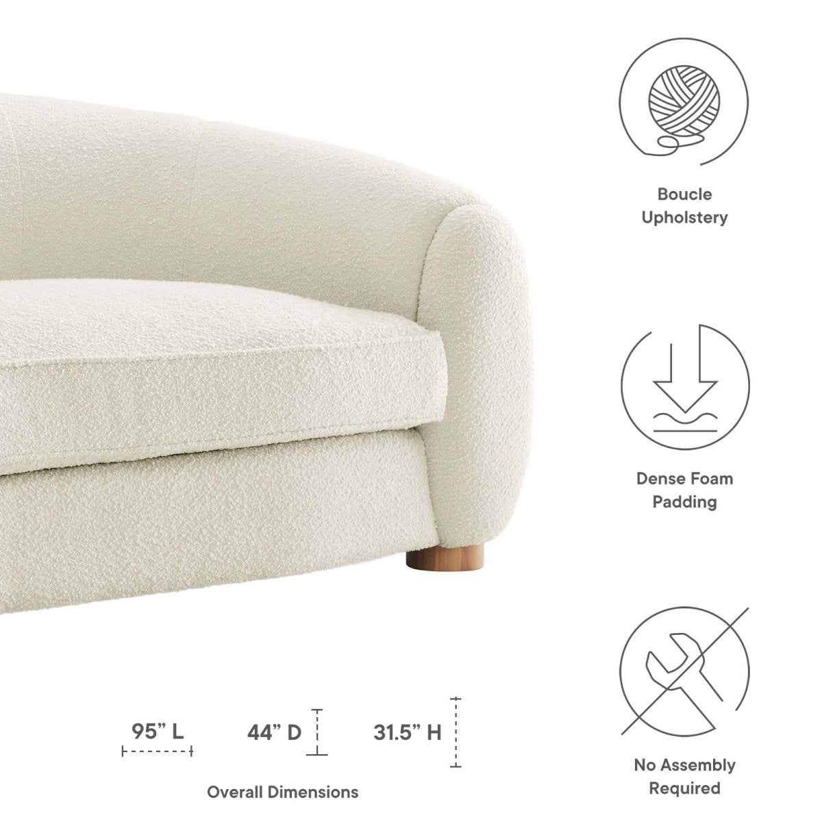 Abundant Boucle Upholstered Fabric Sofa - BUILDMYPLACE
