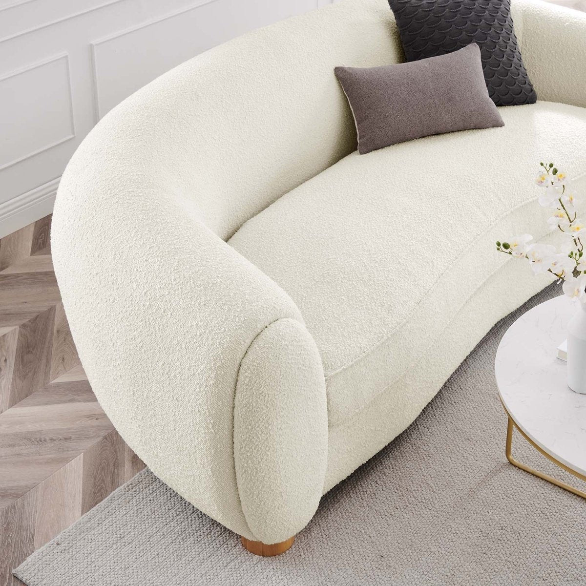 Abundant Boucle Upholstered Fabric Sofa - BUILDMYPLACE