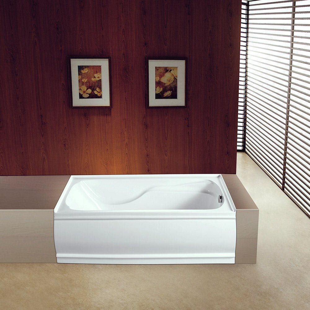 Acrylic Alcove Bathtub in White - cUPC/UPC Certified - BUILDMYPLACE