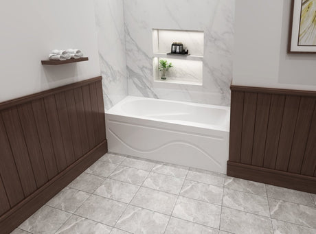 Acrylic Anti - Skid Alcove Bathtub in White - cUPC/UPC Certified - BUILDMYPLACE