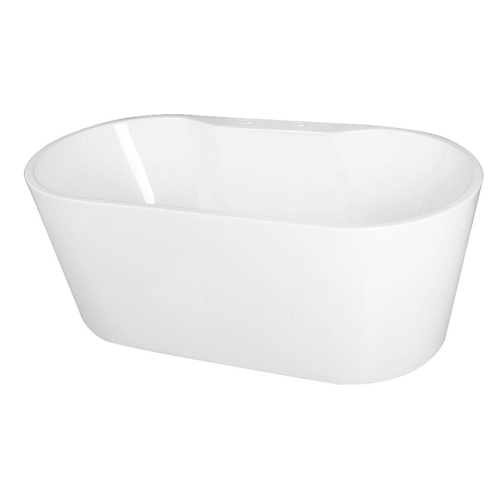 Acrylic Freestanding Tub with Deck for Faucet Installation, White - BUILDMYPLACE