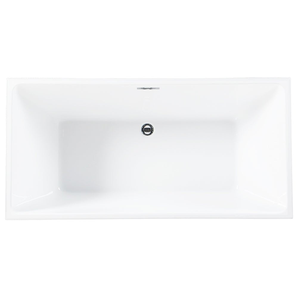 Acrylic Freestanding Tub with Drain, White - BUILDMYPLACE