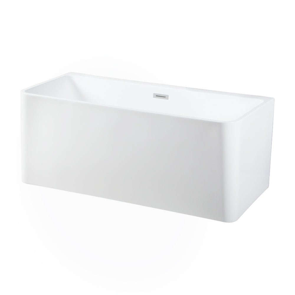 Acrylic Freestanding Tub with Drain, White - BUILDMYPLACE