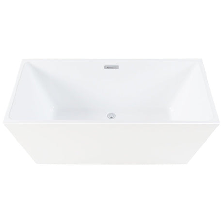 Acrylic Freestanding Tub with Drain, White - BUILDMYPLACE