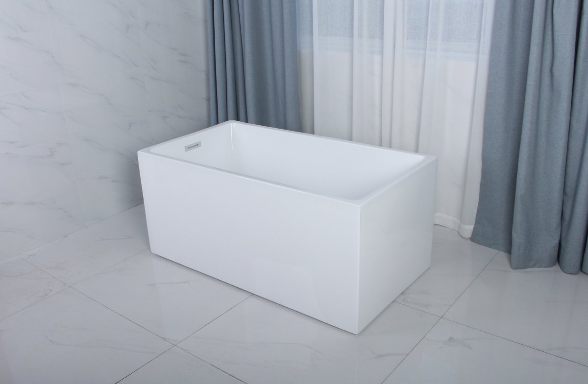 Acrylic Freestanding Tub with Drain, White - BUILDMYPLACE