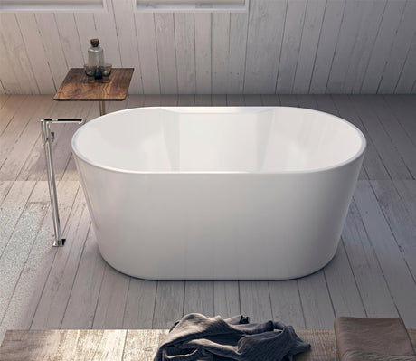 Acrylic Freestanding Tub with Drain, White - BUILDMYPLACE