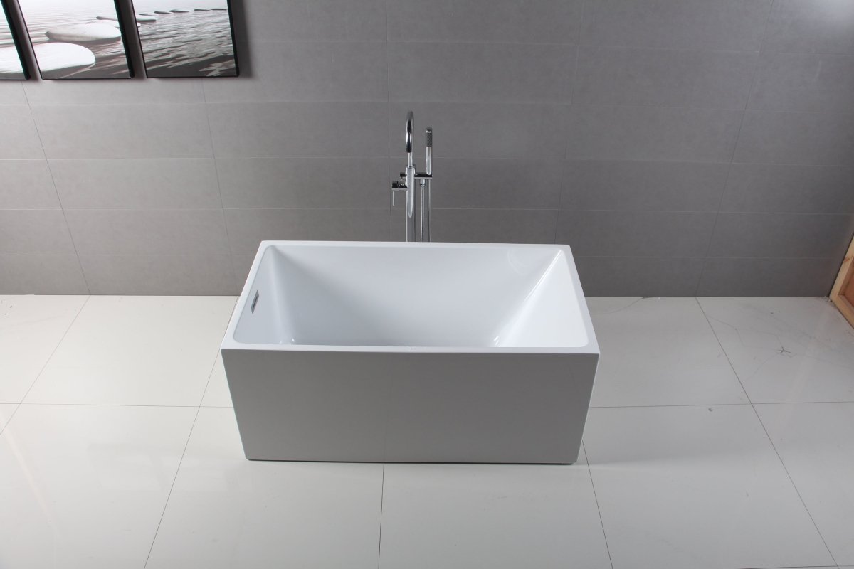 Acrylic Freestanding Tub with Drain, White - BUILDMYPLACE