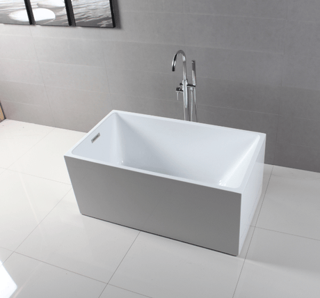 Acrylic Freestanding Tub with Drain, White - BUILDMYPLACE