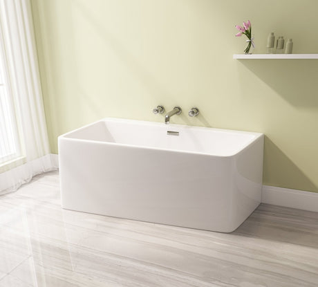 Acrylic Freestanding Tub with Drain, White - BUILDMYPLACE