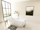 Acrylic Freestanding Tub with Drain, White - BUILDMYPLACE