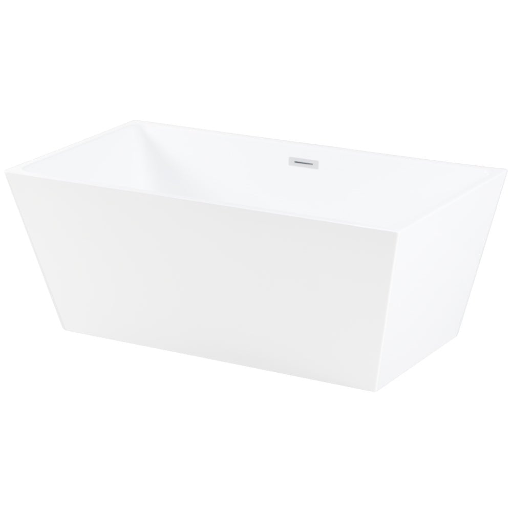 Acrylic Freestanding Tub with Drain, White - BUILDMYPLACE