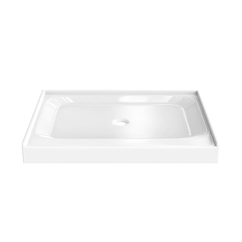 Acrylic Shower Pan Center Drain - Single Threshold - Resin and Fiberglass - 48 X36 X 5.5 - BUILDMYPLACE