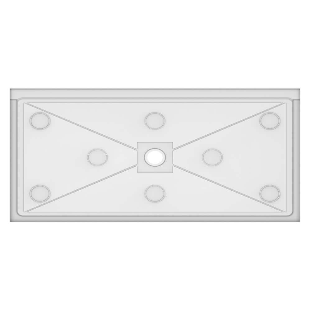 Ada Compliant 64 in. L x 36 in. W Alcove Shower Pan Base with Center Drain in White - BUILDMYPLACE