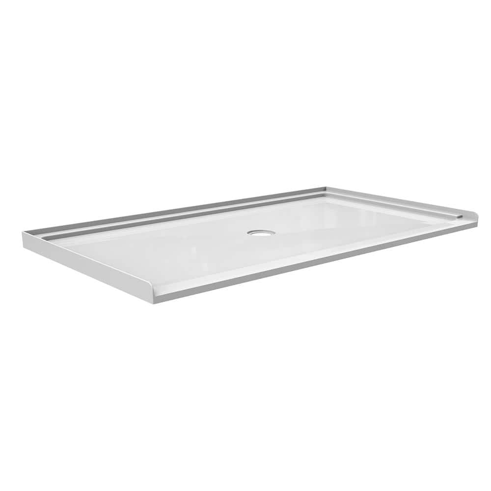 Ada Compliant 64 in. L x 36 in. W Alcove Shower Pan Base with Center Drain in White - BUILDMYPLACE